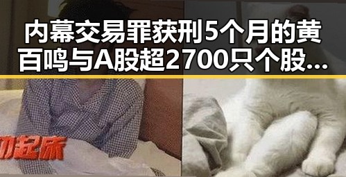 内幕交易罪获刑5个月的黄百鸣与A股超2700只个股上涨形成鲜明对比