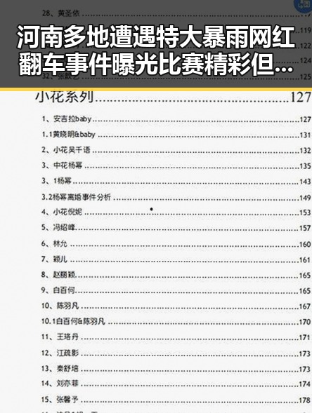 河南多地遭遇特大暴雨网红翻车事件曝光比赛精彩但你很脆弱引发热议